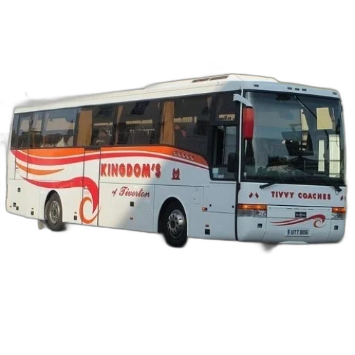 staff, 3d render, photorealistic, white, bus, orange, red, designs transparent PNG cut-out