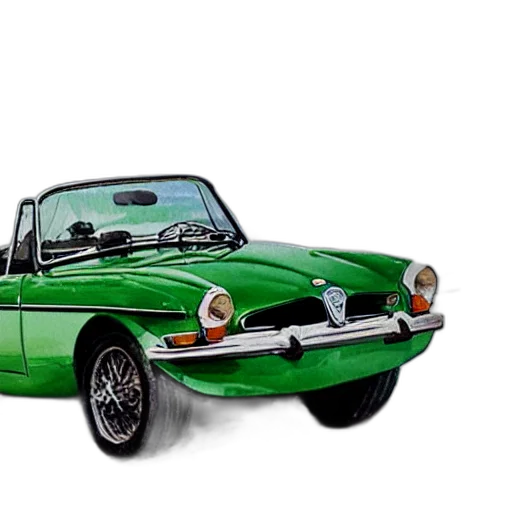car, photorealistic, 3d render, green transparent PNG cut-out