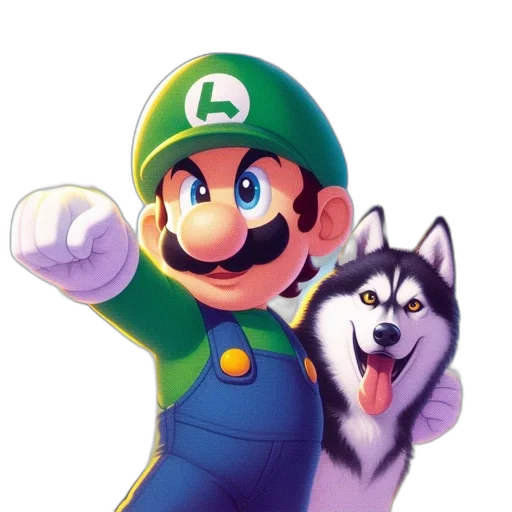 animal, pixel art, concept art, watercolor, 3d render, green, luigi, super transparent PNG cut-out