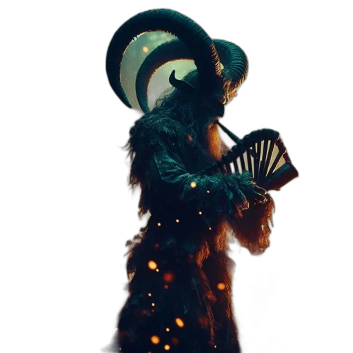hat, staff, mask, dress, concept art, neon lights, outer space, fire transparent PNG cut-out