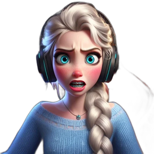 face, 3d render, concept art, fantasy art, cartoon, snow, animated, female transparent PNG cut-out