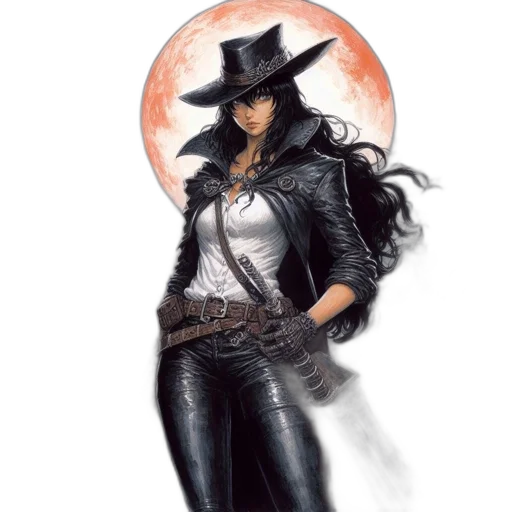 hat, jacket, staff, fantasy art, concept art, comic book art, photorealistic, dark transparent PNG cut-out