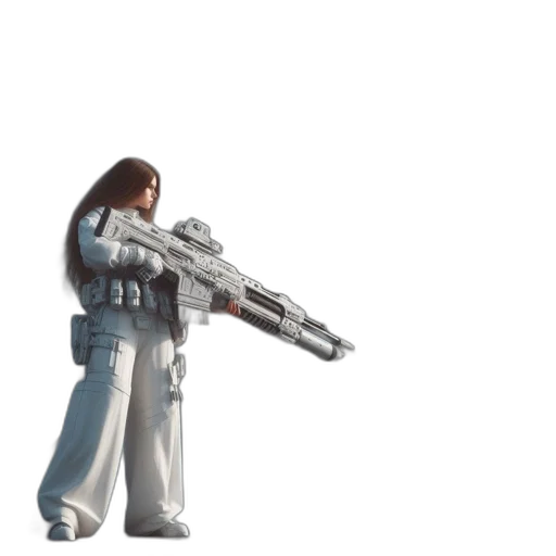 weapon, staff, robot, jacket, 3d render, concept art, pixel art, cyberpunk transparent PNG cut-out