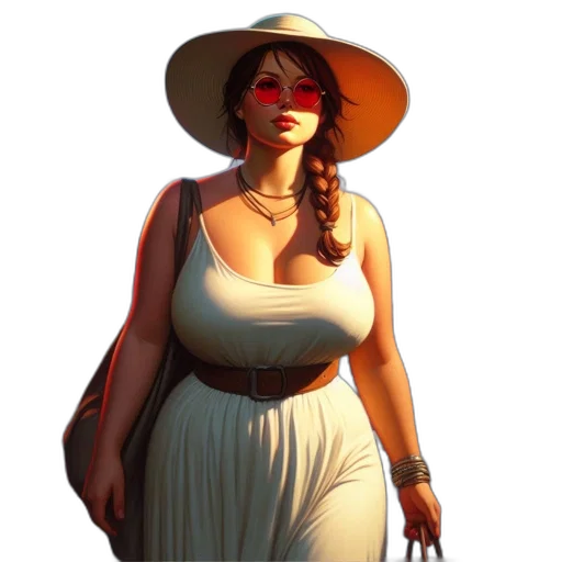 dress, hat, staff, face transparent PNG cut-out