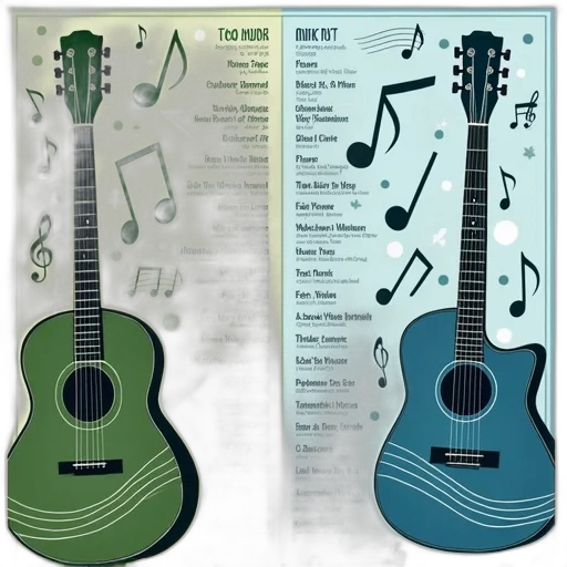 3d render, concept art, green, double-sided, poster, musical, theme, left transparent PNG cut-out