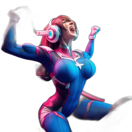 robot, concept art, comic book art, 3d render, fantasy art, neon, female, character transparent PNG cut-out