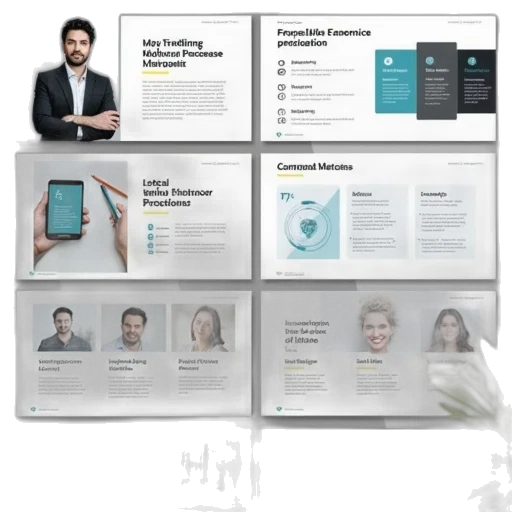 monochrome, business, plan, powerpoint, template, slide transparent PNG cut-out
