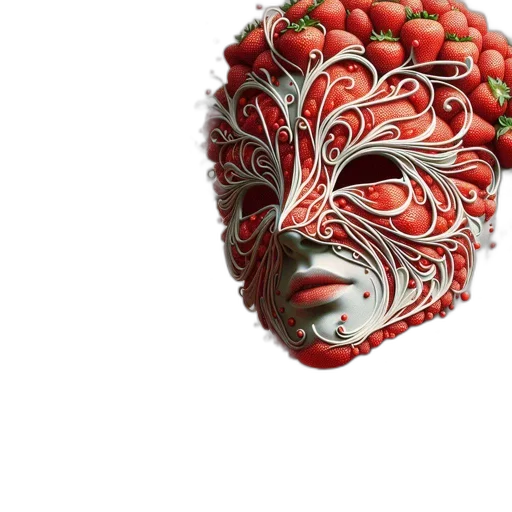 mask, face, crown, food, 3d render, photorealistic, concept art, fantasy art transparent PNG cut-out