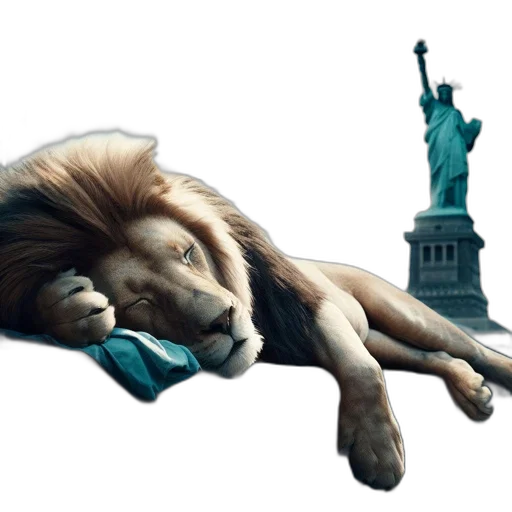 animal, concept art, photorealistic, fantasy art, 3d render, lion, rests, ledge transparent PNG cut-out