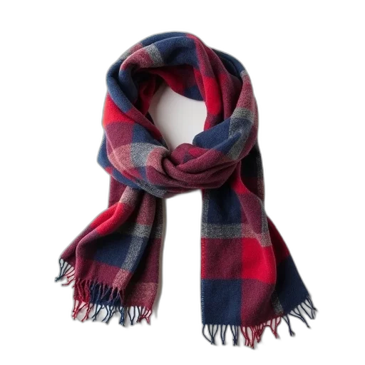 plaid, scarf, mix, red, blue, gray, colors, draped transparent PNG cut-out