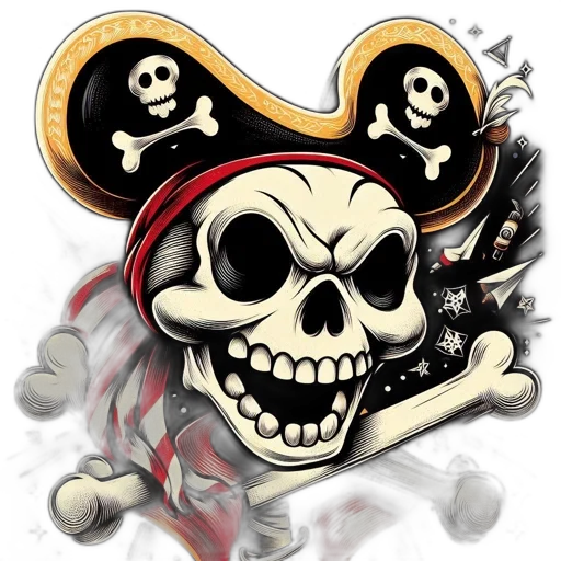 cartoon, concept art, fantasy art, 3d render, illustration, features, skull, wearing transparent PNG cut-out