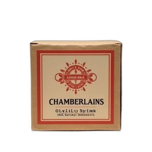 cardboard, box, label, reads, chamberlains, leather, milk, red transparent PNG cut-out