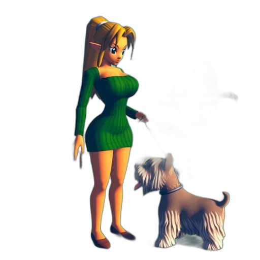dress, animal, staff, concept art, pixel art, 3d render, cartoon, forest transparent PNG cut-out