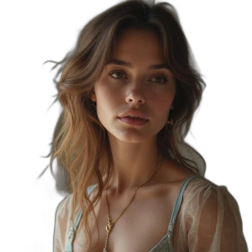 dress, face, jewelry, jacket, photorealistic, oil painting, fantasy art, concept art transparent PNG cut-out