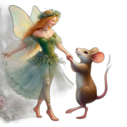 concept art, fantasy art, watercolor, 3d render, forest, underwater, fairy, dances transparent PNG cut-out