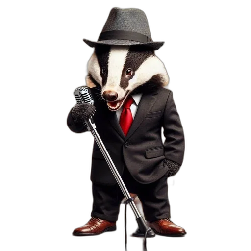 staff, animal, jacket, hat, concept art, 3d render, photorealistic, badger transparent PNG cut-out