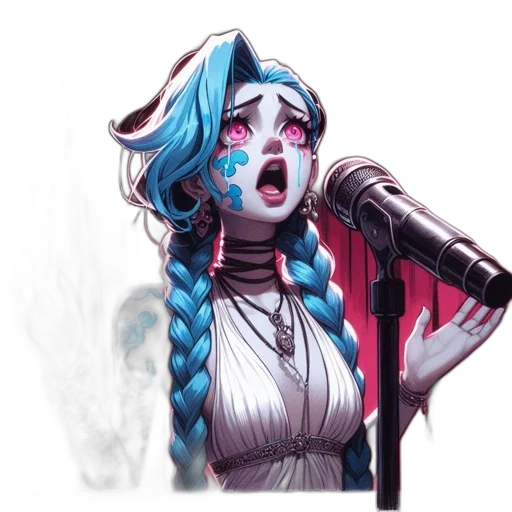 staff, concept art, comic book art, fantasy art, pixel art, neon lights, blue, blue-haired transparent PNG cut-out