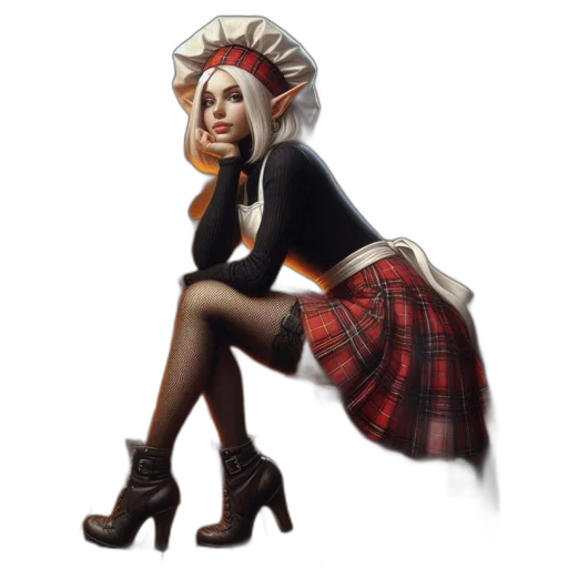 dress, concept art, fantasy art, pixel art, photorealistic, elfin, female, chef transparent PNG cut-out
