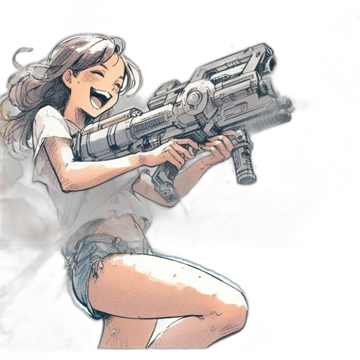 weapon, comic book art, concept art, cartoon, anime, fire, young, woman transparent PNG cut-out