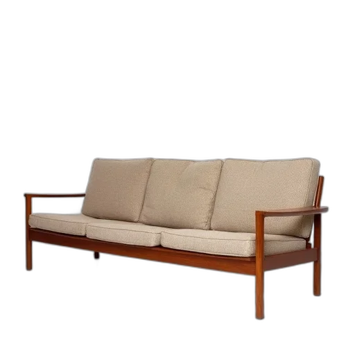 furniture, 3d render, teak, fabric, model, 756, sofa, hans transparent PNG cut-out