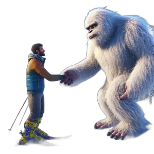 creature, animal, concept art, fantasy art, 3d render, comic book art, snow, against transparent PNG cut-out