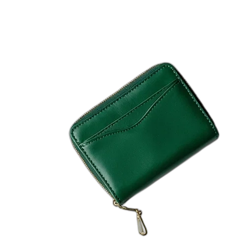 jewelry, green, leather, wallet, lying, white, surface, leaf transparent PNG cut-out