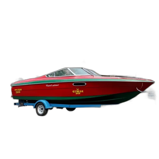 3d render, red, green, speedboat, name, riva, guru, painted transparent PNG cut-out
