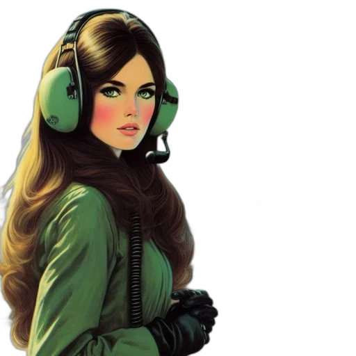 jacket, comic book art, concept art, fantasy art, photorealistic, green, woman, long transparent PNG cut-out