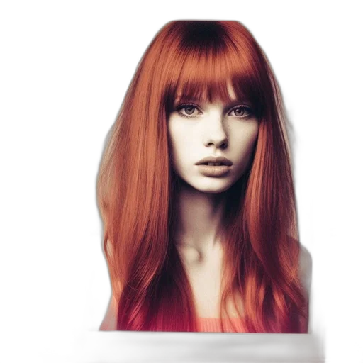 hair, photorealistic, 3d render, fantasy art, concept art, red, portrait, woman transparent PNG cut-out