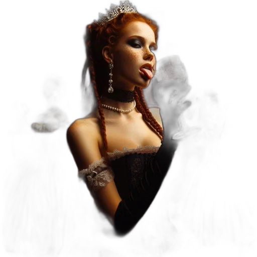 crown, dress, jewelry, photorealistic, fantasy art, concept art, pixel art, dark transparent PNG cut-out