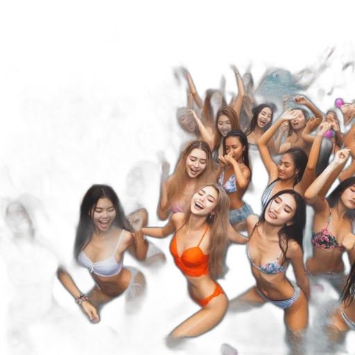 photorealistic, concept art, 3d render, fantasy art, underwater, joyful, gathering, young transparent PNG cut-out