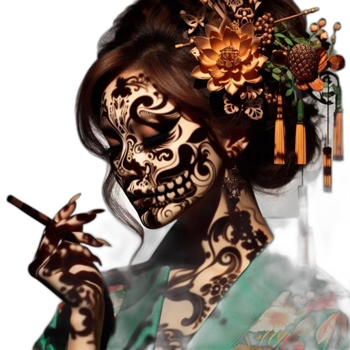 mask, face, jewelry, photorealistic, fantasy art, concept art, cyberpunk, fire transparent PNG cut-out