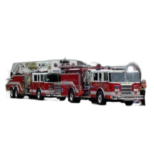 weapon, two, red, fire, trucks, parked, side, road transparent PNG cut-out