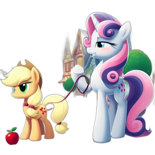 staff, concept art, fantasy art, 3d render, pixel art, two, animated, ponies transparent PNG cut-out