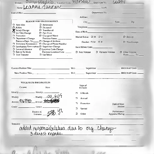 document, titled, reason, status, notice, various, fields, filled transparent PNG cut-out