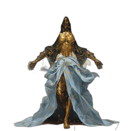 dress, crown, staff, sword, concept art, fantasy art, 3d render, blue transparent PNG cut-out