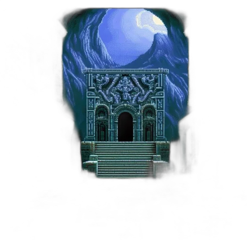 building, crown, mask, staff, concept art, pixel art, fantasy art, 3d render transparent PNG cut-out