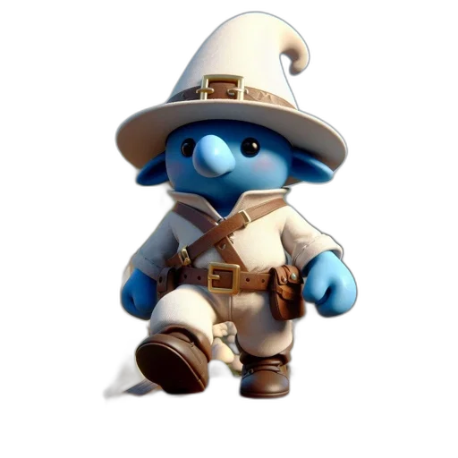 staff, hat, concept art, 3d render, fantasy art, blue, animated, gnome transparent PNG cut-out