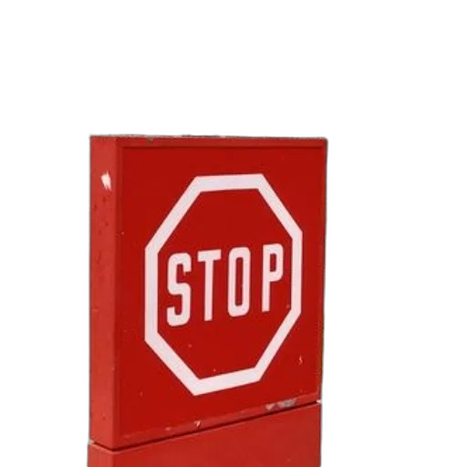 furniture, staff, weapon, 3d render, red, stop, sign, white transparent PNG cut-out