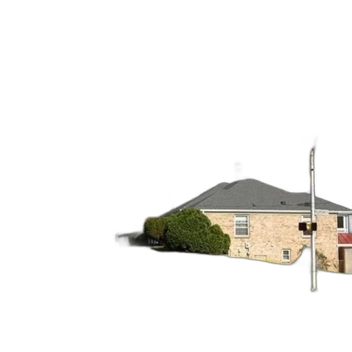 building, umbrella, 3d render, photorealistic, city street, suburban, intersection, sign transparent PNG cut-out