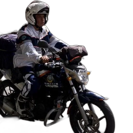 photorealistic, 3d render, concept art, person, wearing, helmet, rides, motorcycle transparent PNG cut-out
