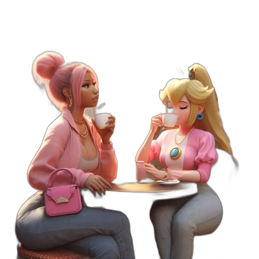 food, concept art, 3d render, oil painting, vaporwave, neon lights, pastel, two transparent PNG cut-out
