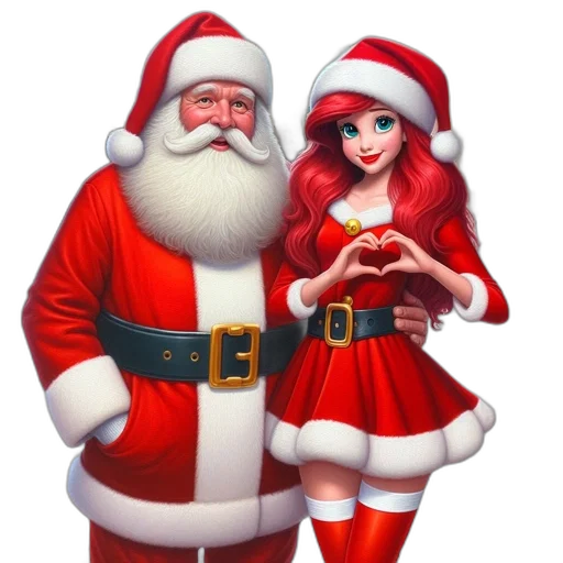 cartoon, photorealistic, 3d render, concept art, two, festive, characters, santa transparent PNG cut-out