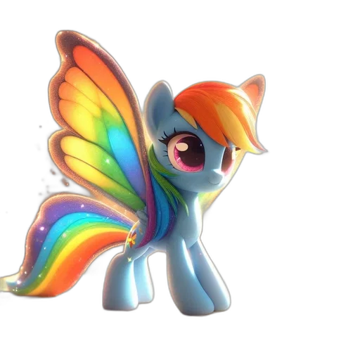 staff, 3d render, concept art, fantasy art, pixel art, animated, rainbow-winged, pony transparent PNG cut-out