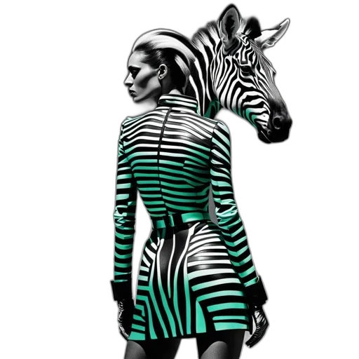 dress, animal, fantasy art, concept art, photorealistic, 3d render, monochrome, green transparent PNG cut-out