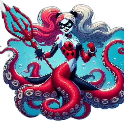 comic book art, fantasy art, concept art, cartoon, underwater, red, unusual, creature transparent PNG cut-out