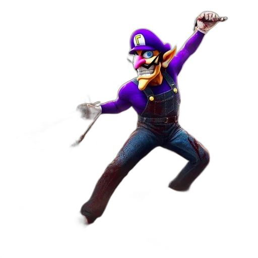 weapon, sword, mask, staff, concept art, 3d render, pixel art, waluigi transparent PNG cut-out