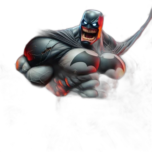 creature, comic book art, concept art, fantasy art, 3d render, dark, detailed, batman transparent PNG cut-out
