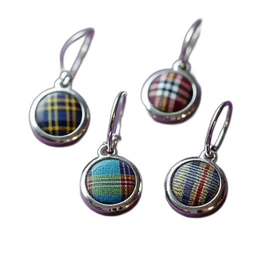 jewelry, collection, custom, tartan, cross, stitch, earrings, designed transparent PNG cut-out