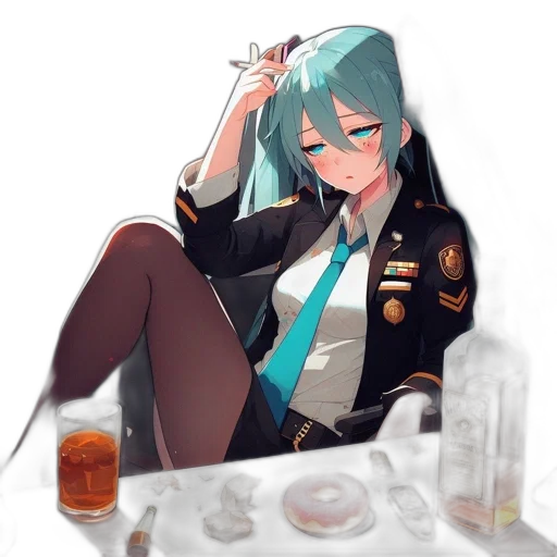 jacket, staff, robot, weapon, anime, cyberpunk, pixel art, vaporwave transparent PNG cut-out